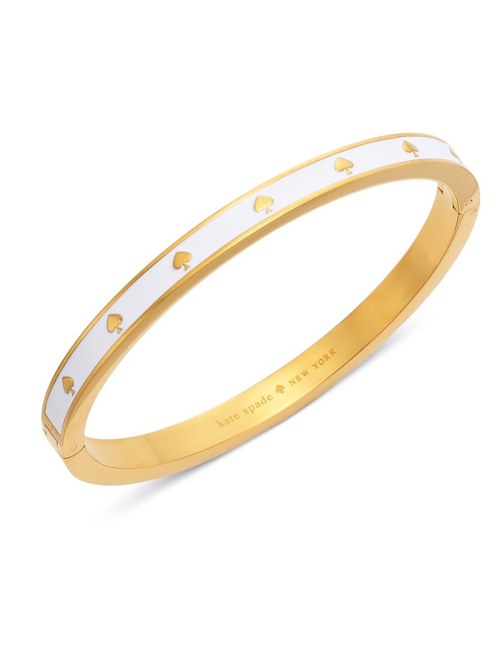 kate spade Spot the Spade Enamel Hinged Bangle Bracelet White Gold - Picture 1 of 12